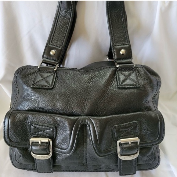 Michael Kors Vintage Y2K Black Leather Handbag with Buckle Accents - Picture 1 of 7